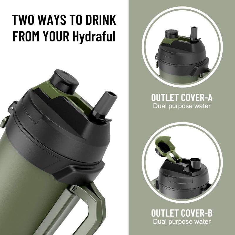 Hydraful Gallon Water Bottle  128 oz Large Insulated Stainless Steel Sports Water Jug  Large Triple Wall Vacuum Insulation Water Bottle-Keeps Cold up to 48 Hrs-Sweat Proof  for Gym  Hiking & Camping - Image 2